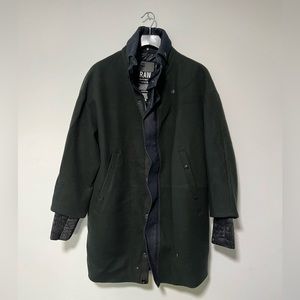 G Star Raw hunter green zip coat in small.